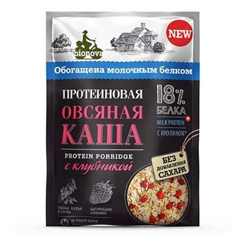 Каша овсяная Bionova Протеиновая с клубникой 40 г в Перекресток