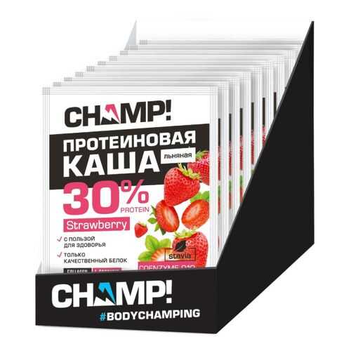 Каша протеиновая Champ льняная клубничная с коэнзимом Q10 шоубокс 10 шт по 40 г в Перекресток