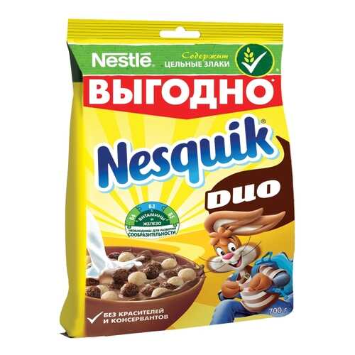 Шоколадные шарики Nesquik duo готовый завтрак 700 г в Перекресток