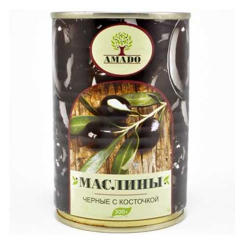 Маслины черные Amado с косточкой 300 г в Перекресток