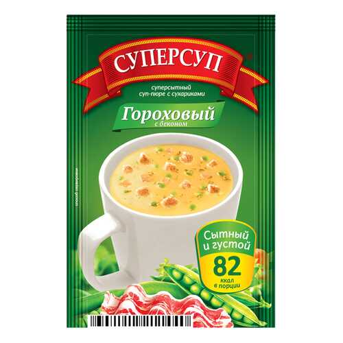 Суперсуп-пюре суперсытный гороховый с беконом и сухариками 23 г в Перекресток