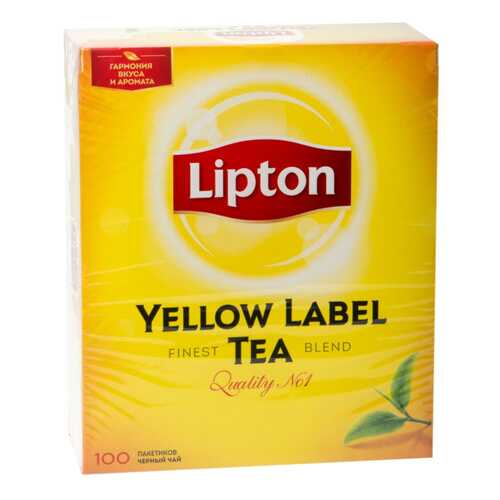 Чай черный Lipton yellow label tea 100 пакетиков в Перекресток