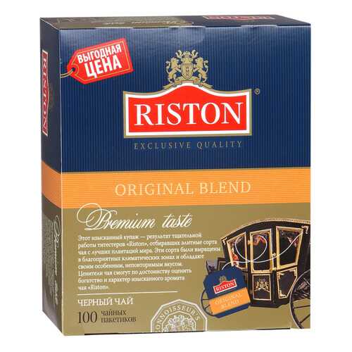 Чай черный Riston original blend байховый цейлонский мелкий 100 пакетиков в Перекресток