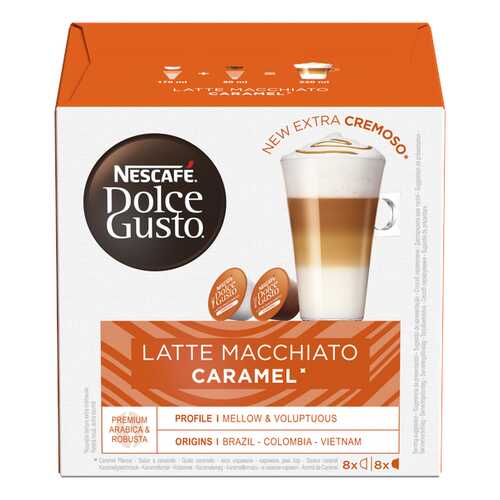 NESCAFE Dolce Gusto Латте Макиато со вкусом карамели, кофе в капсулах, 3кр по 16 капсул. в Перекресток