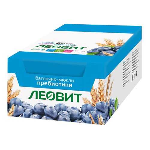 Батончик-мюсли Леовит с черникой и лютеином шоубокс 26 шт по 30 г в Перекресток