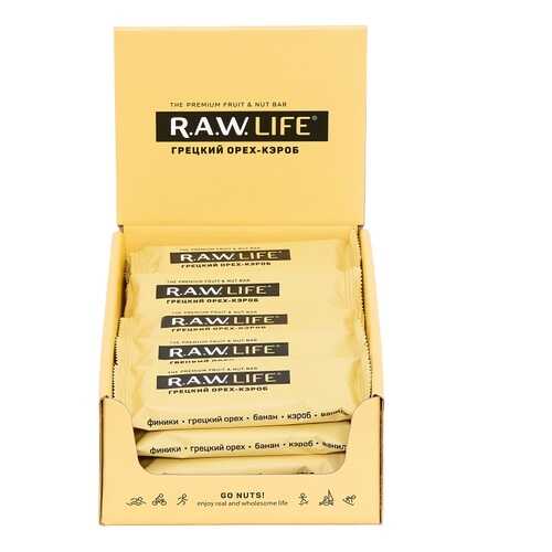 R.A.W. LIFE Орехово-фруктовые батончики 47 г, 20 шт, вкус: грецкий орех-кэроб в Перекресток