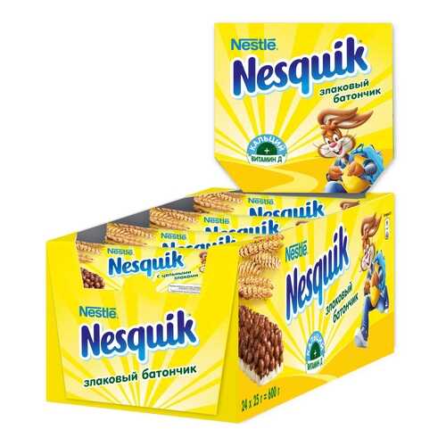 Злаковый батончик Nesquik с шоколадом 24 штуки по 25 г в Перекресток