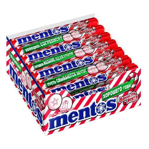 Драже Mentos ваниль, мята жевательное 21*37 г в Перекресток