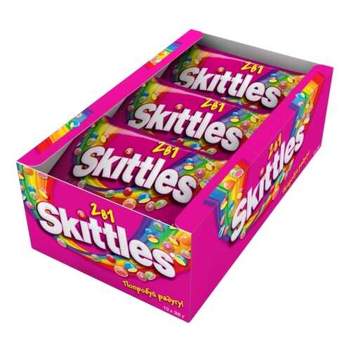 Освежающие конфеты Skittles 2в1 38 г 12 штук в Перекресток