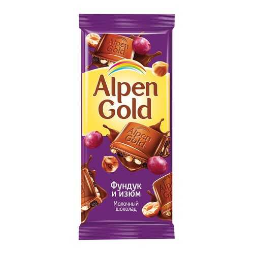 Шоколад ALPEN GOLD молочный фунд/изюм 90г*5 шт в Перекресток