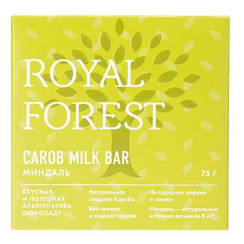 Шоколад Миндаль Carob milk bar Royal Forest 75 г в Перекресток