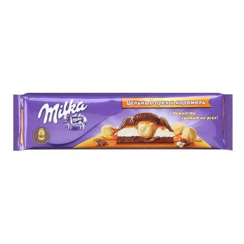 Шоколад молочный Milka цельный орех и карамель 300 г в Перекресток