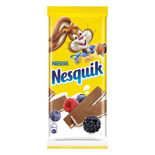 Шоколад молочный Nesquik с молочной начинкой, ягодами и злаками 100 г в Перекресток