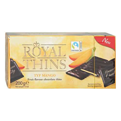 Шоколадные плитки Halloren Royal Thins темный cо вкусом манго 200г. в Перекресток