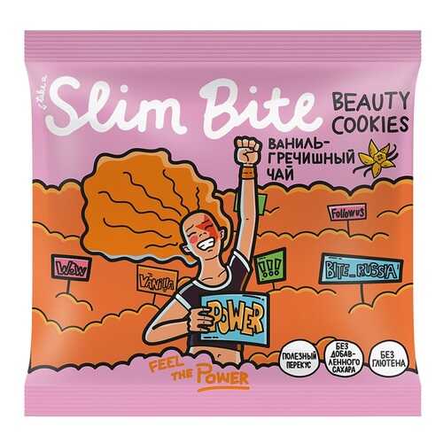 Печенье безглютеновое Slim Bite Beauty Cookies Ваниль-Гречишный чай (без сахара) 115г в Перекресток