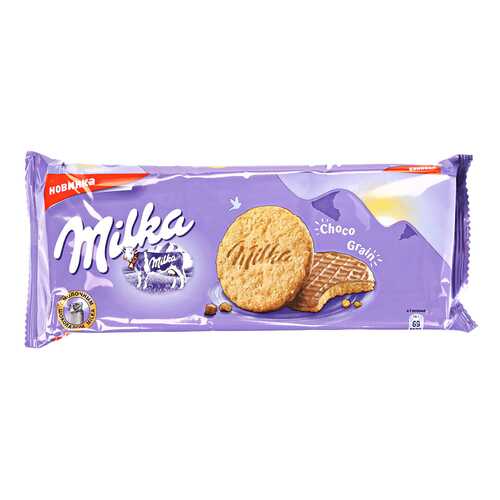 Печенье овсяное Milka с молочным шоколадом 168 г в Перекресток