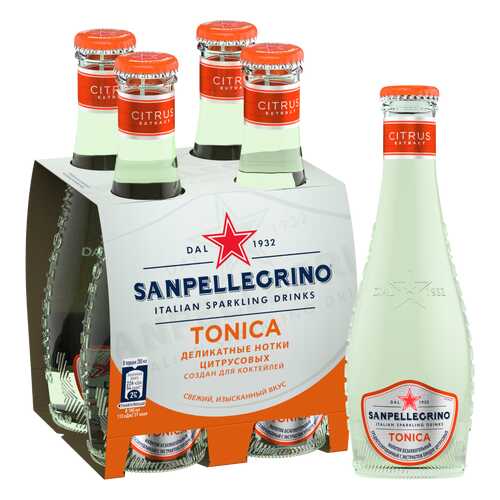 Напиток безалкогольный газированный S.Pellegrino Tonica Citrus, 4 шт по 0,20л в Перекресток